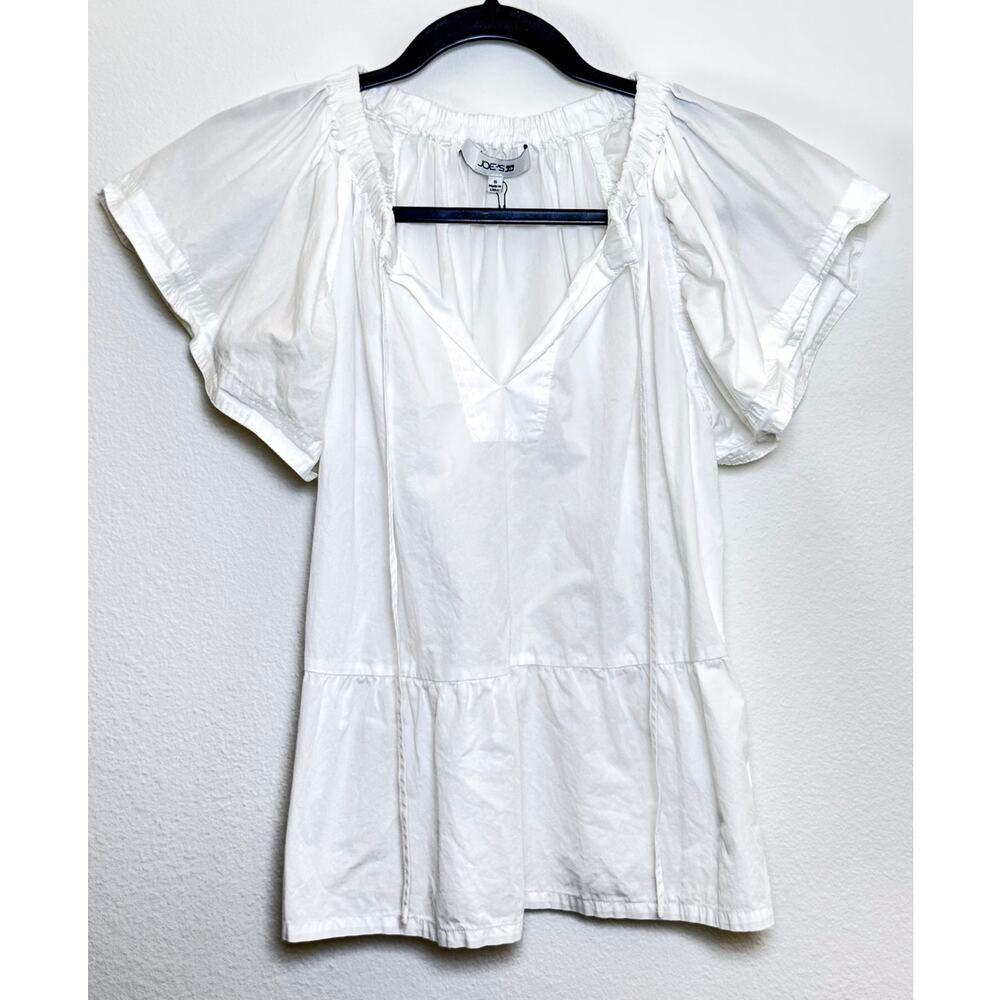 Joe's Peplum Peasant Top Cotton White S / M Small Medium Minimalist Boho